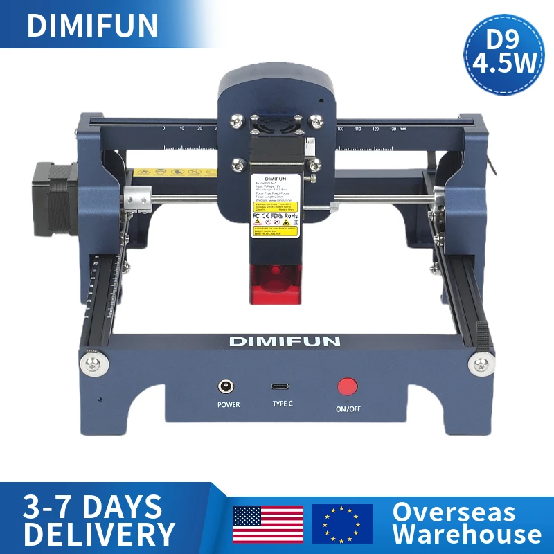 DIMIFUN D9 4.5W portable mini laser cutting and engraving machine tool, 0.06mm precision compressed spot, working area 130*130mm