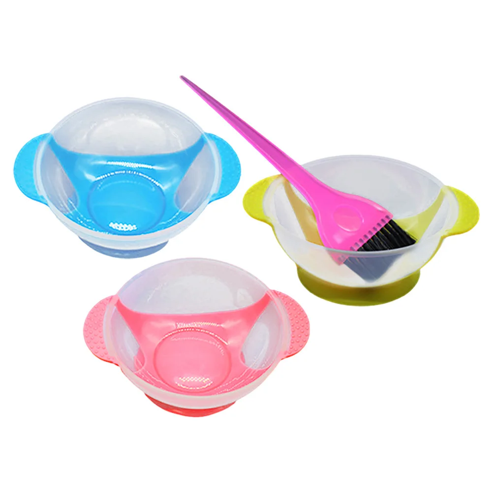 1Set Hair Dyeing Bowl Brush Set Thick Suction Cup Salon Hair Coloring Mixing Bowl Brush Durable Easy Use Multiple Colors - Image 3