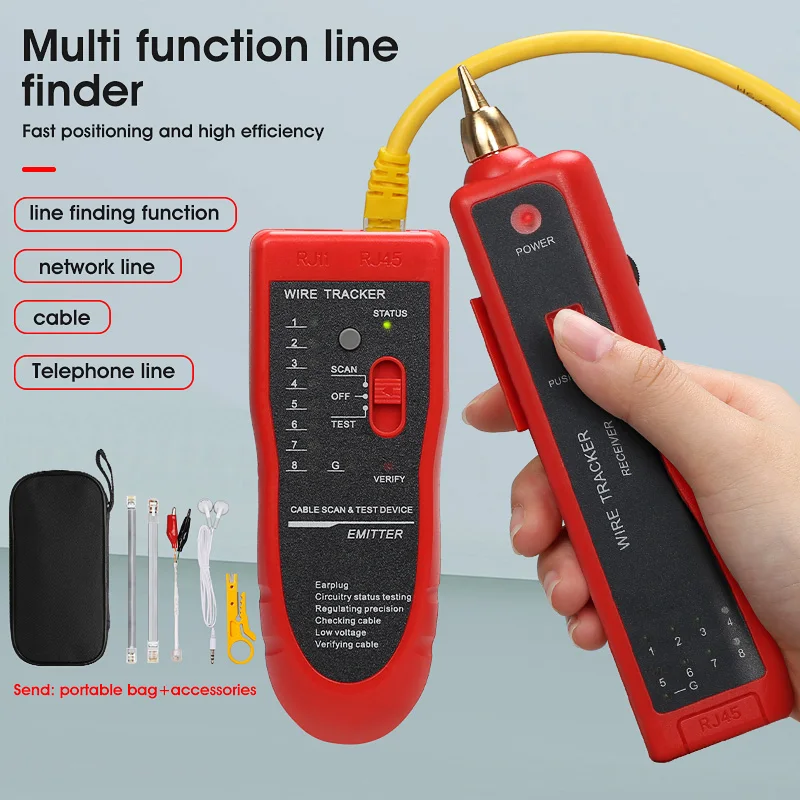 LAN Network Cable Tester Cat5 Cat6 RJ45 UTP STP Detector Line Finder Telephone Wire Tracker Tracer Diagnose Tone Tool Kit