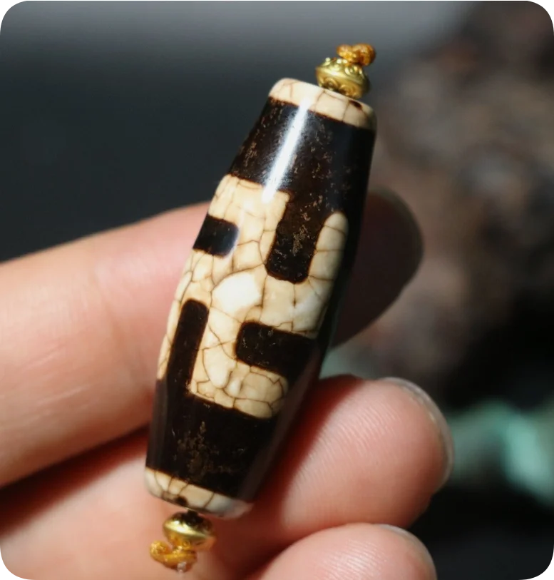 Unique Energy Tibetan Old Agate Double Wanzi Swastica dZi Bead Amulet Pendant 4A