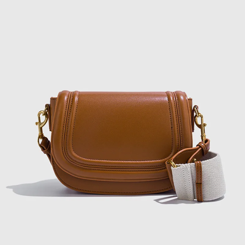 Minimalist Stitched Saddle Crossbody Bag For Women Luxury Vegan Leather Retro Shoulder Purse Elegant Daily Dating Office Handbag