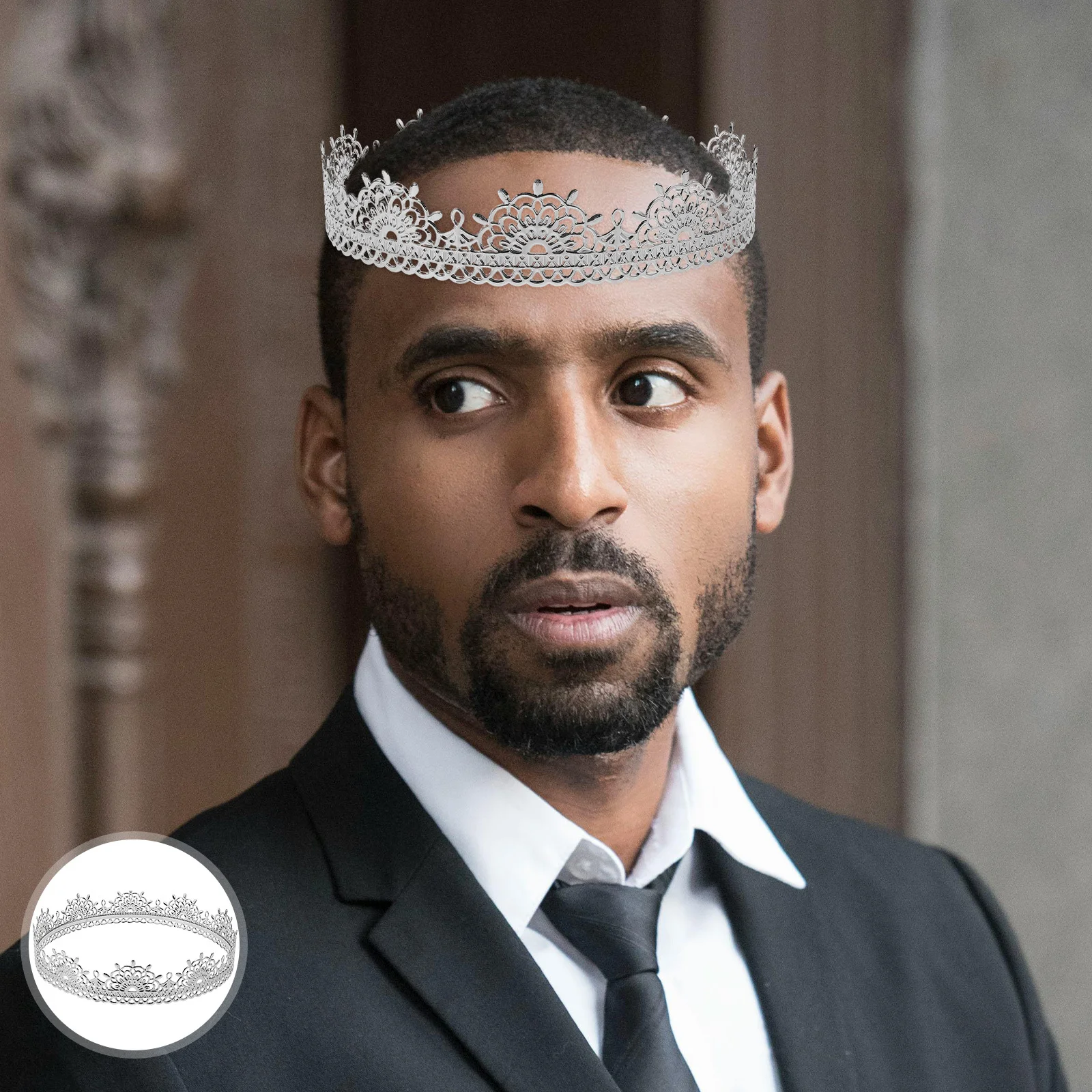 

King Crown Decorative Headband Vintage Royal Crown for Party Cosplay Wedding Birthday Accessories Shiny Hair Accessory