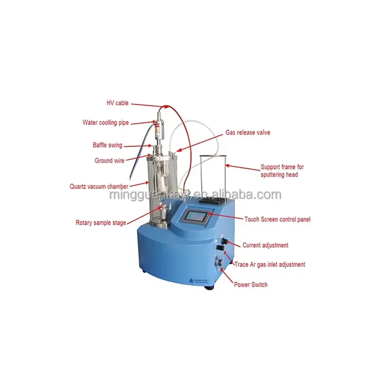 High Power Desktop Vacuum Magnetron Sputtering Coater with Rotary Stage and Water Chiller for Thin Film Deposition VTC-16-SM