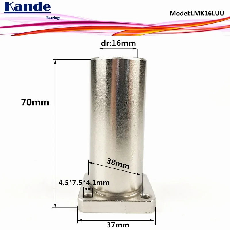 1PC Kande LMK6LUU LKM8LUU LKM10LUU LKM12LUU LKM16LUU LKM20LUU LKM25LUU LKM30LUU LKM35LUU Extended Square Flange Linear Bearing