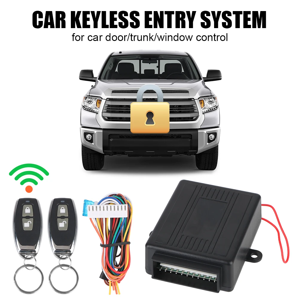 Central Door Lock Unlock With 2 Controller Car Door Window Truck Master Lifter Remote Control Car Keyless System 12V