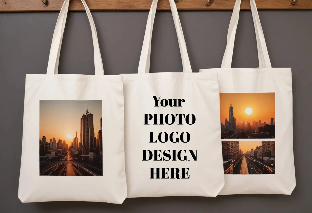 

Custom Logo Photo Tote Bags-ersonalized Design Promotional Eco-Friendly Bags with Your Brand Company Logo Team Photo or Artwork