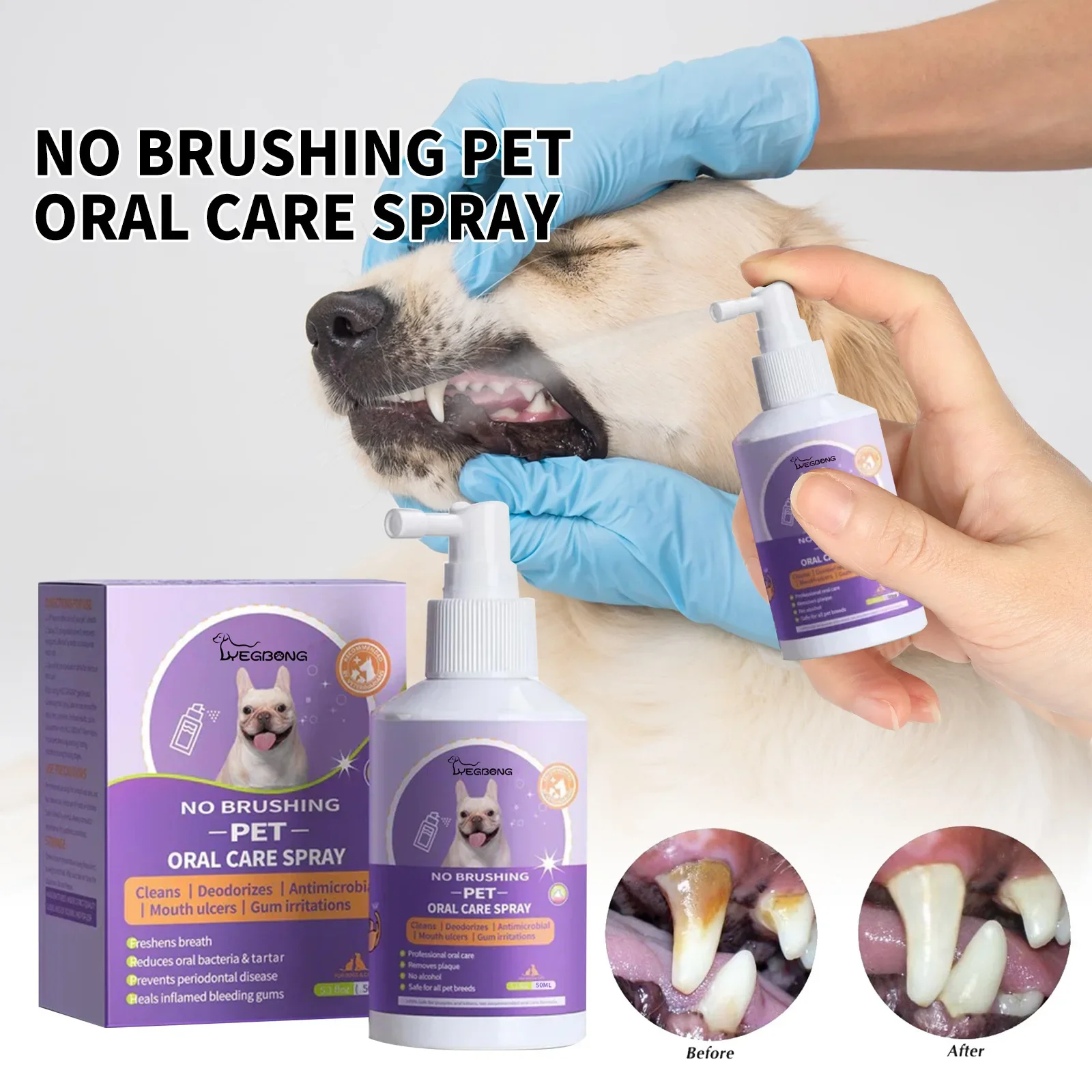 Pet Oral Cleanse Spray 50ml Dogs Cats Mouth Fresh Teeth Clean Deodorant Prevent Calculus Remove Kitten Bad Breath Pet Supplies