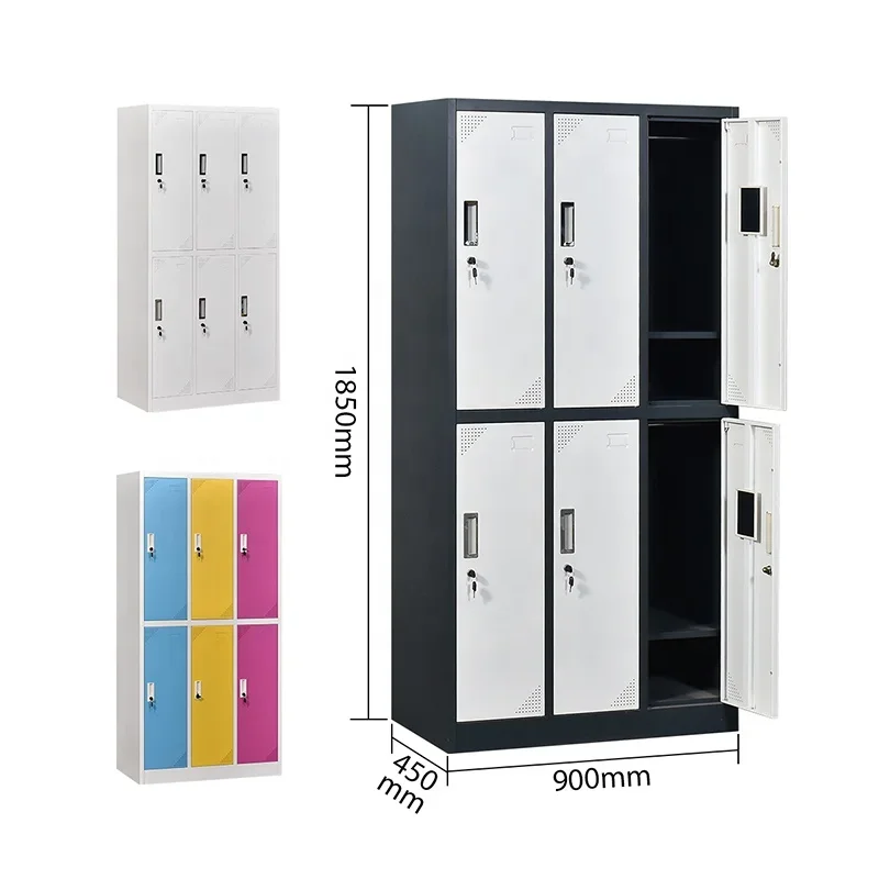 multi-scenario multi-functional simple sturdy 6 door locker cabinet staff and worker clothes metal locker