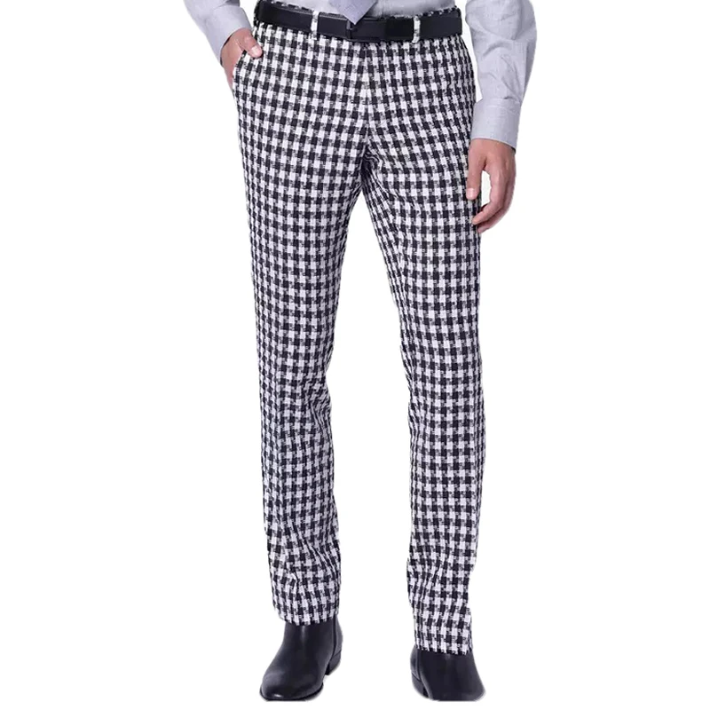 

Men's Suit Pants Houndstooth straight-leg Trousers business Casual Slim Fit Groom's Pants For Banquet