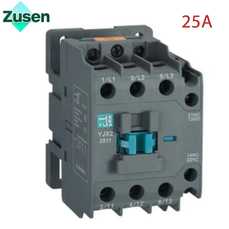 Zusen YJX2-2511 AC Contactor 25A 3 Phase 3-Pole 1NO1NC Coil Voltage 380V 220V 110V 36V 24V 50Hz
