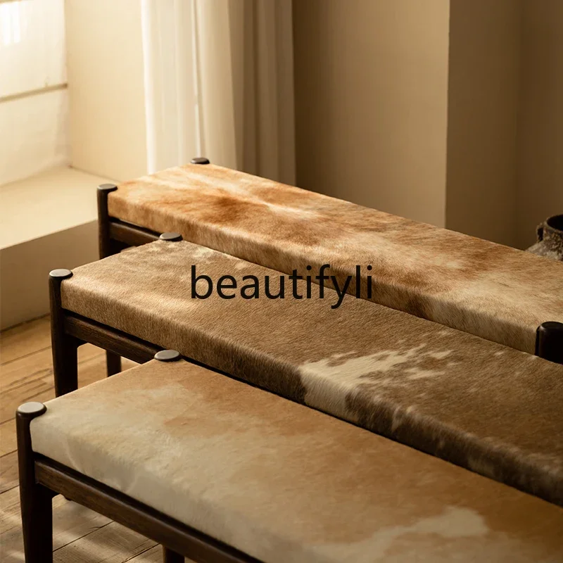 

xzzMedieval solid wood bench designer fur dining stool porch change shoe strip stool