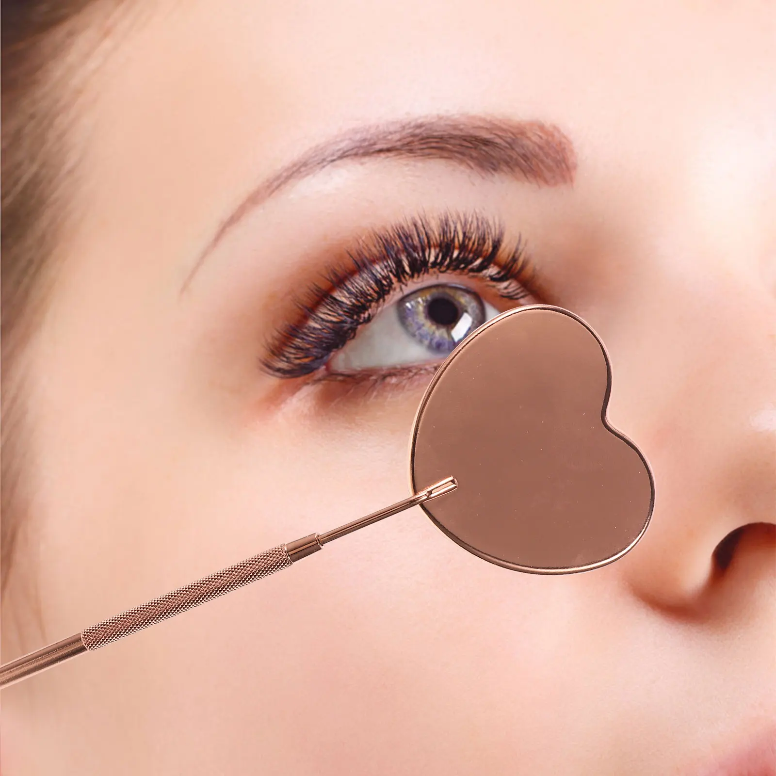 

Eyelash Extension Shape Portable Makeup Tool with Clear Glass Long Handle for Salon and Personal Use