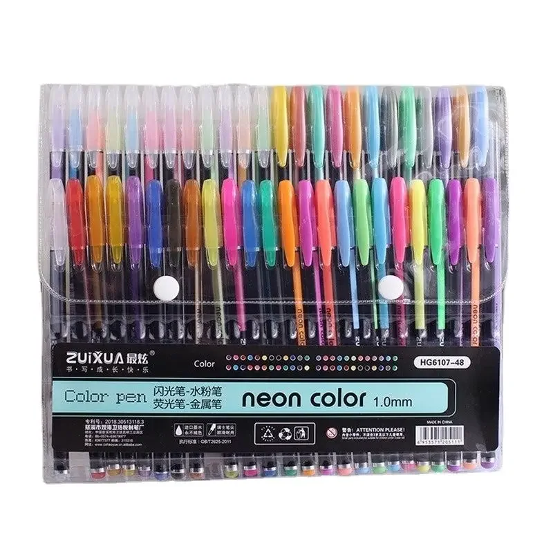 

48 Multi-Color Fluorescent Pen Set Student Multi-Color Flash Pen Key Mark Send Number Pen Painting Coloring Color Pencil