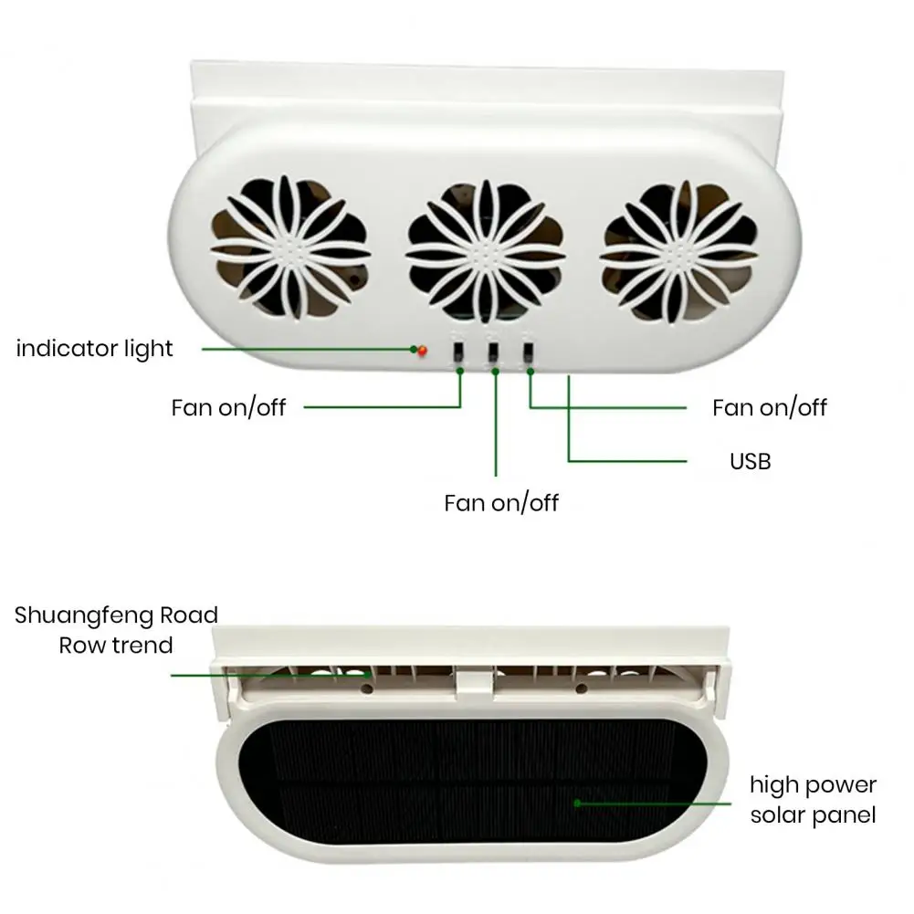 Solar-powered Car Ventilation Fan Solar Energy Car Fan Solar-powered Car Fan Air Purifier High-speed Heat Dissipation for Cooler