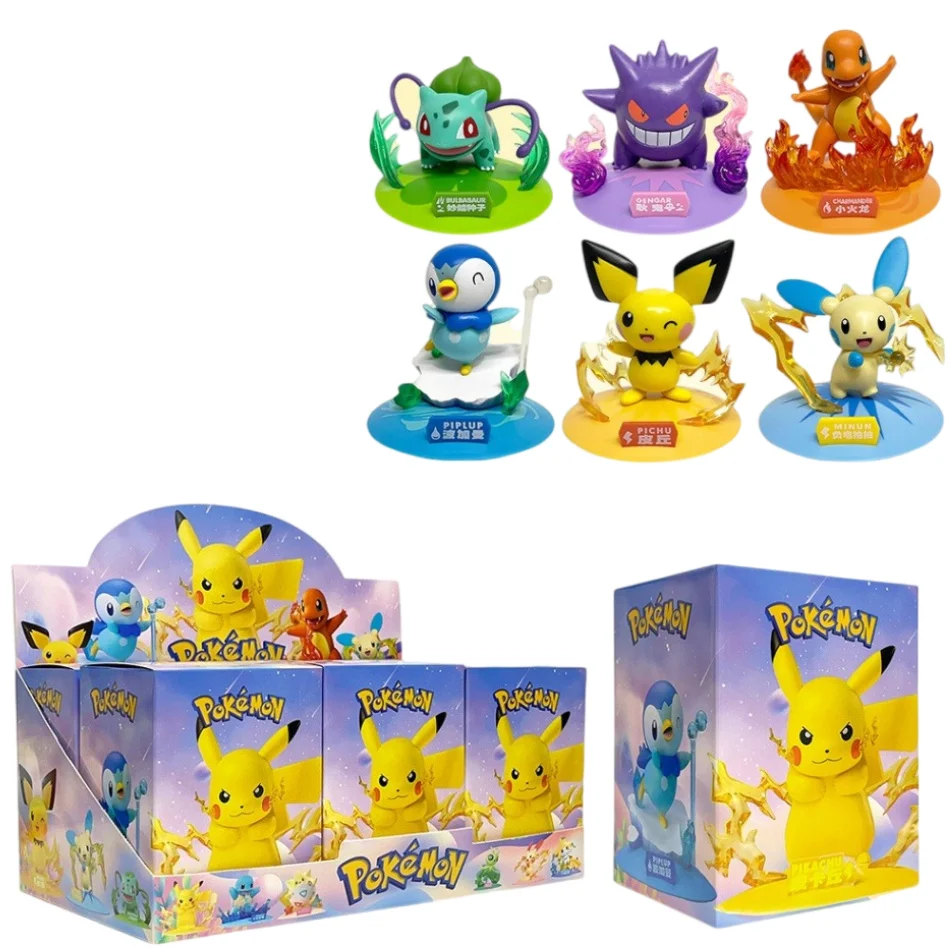 

12 Pok é mon Action Dolls Pikachu Blind Box Anime Models Desktop Decorations Pok é mon Toys Children's Birthday Gifts