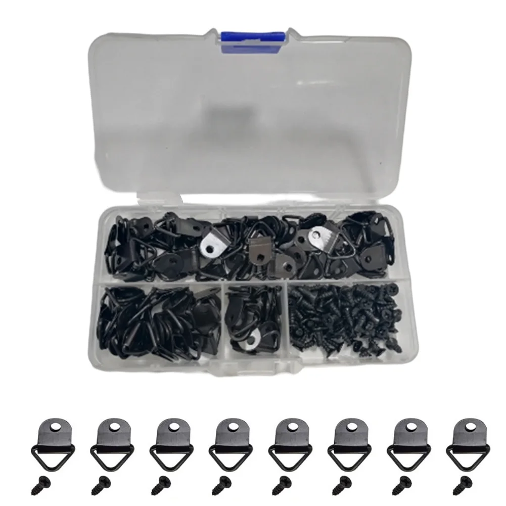 100Pcs Metal Triangle D Ring Picture Frame Hooks With Screws For Hanging Photos Artwork Mirrors Wall Decor Hardware Fasteners