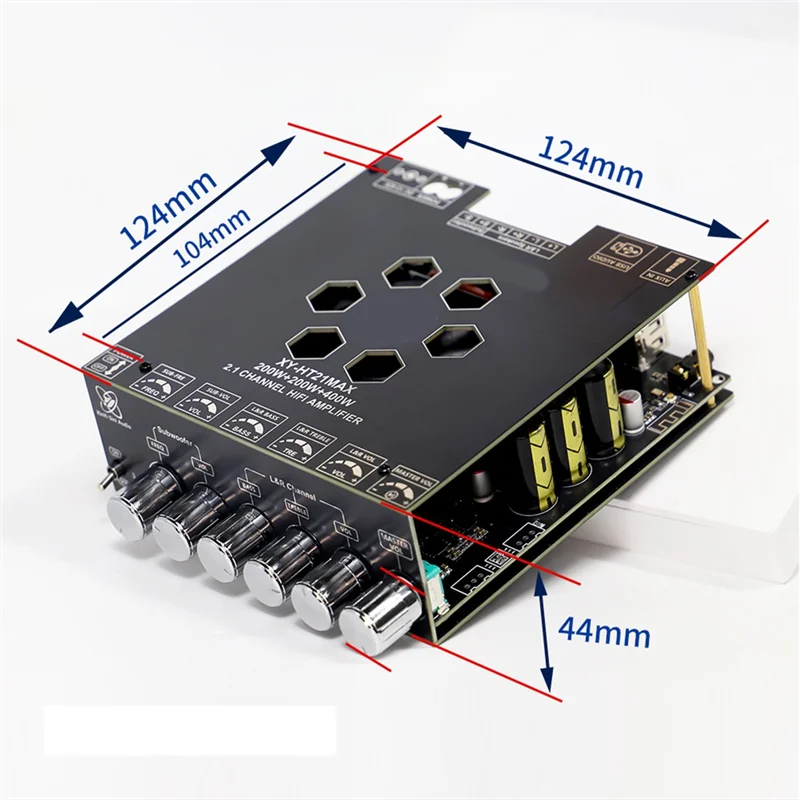 

A29F-High-Power HT21MAX Bluetooth Digital Sound Amplifier Board 2.1 Channel Subwoofer 200Wx2+ 400W TPA3223 Speakers