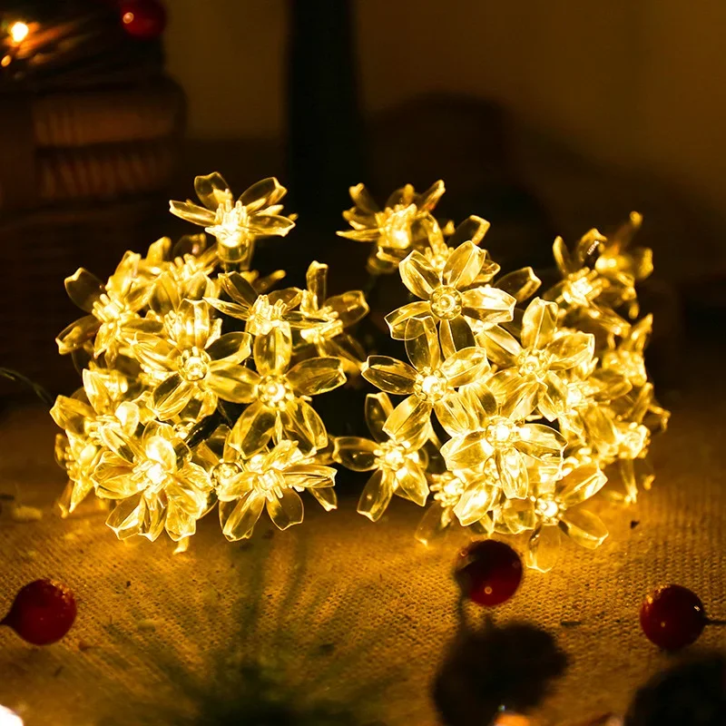 Cherry blossom Solar String Lights Holiday Decorations Fairy Wedding Party Outdoor/Indoor Decor