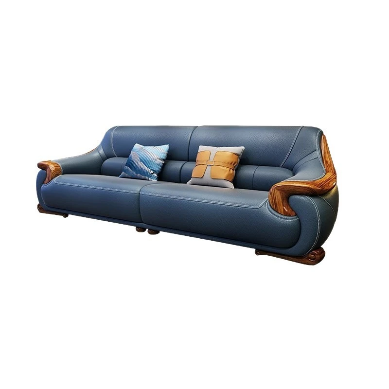 first layer cowhide modern light luxury living room combination solid wood corner villa apartment