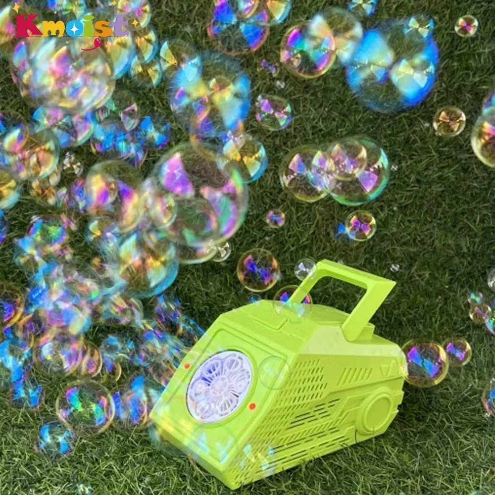 Soplador de burbujas totalmente automático de 6 agujeros con más de 2000 burbujas por minuto, máquina de burbujas eléctrica para exteriores, juguetes para niños, regalos