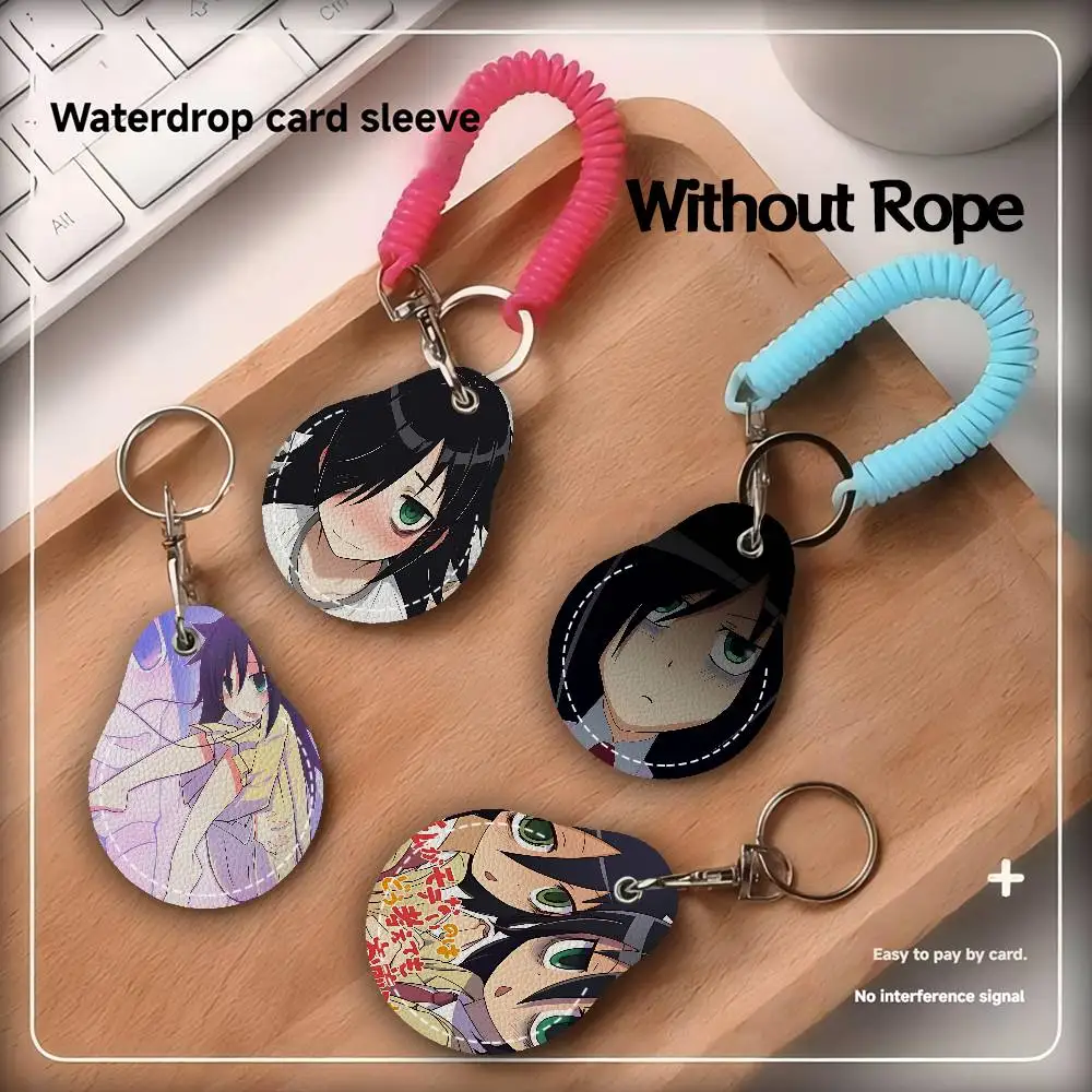 Game Character Tomoko Kuroki Keychain Access Card Bag Key Tag Ring Leather Card Holder Keychain Key Ring Door Lock Access Tags