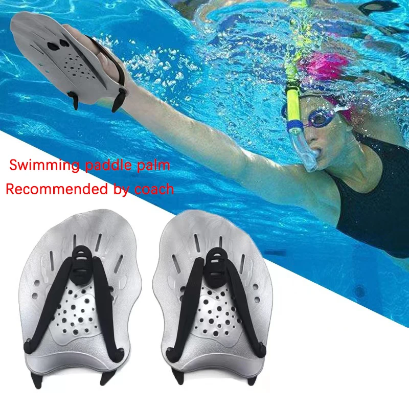 Palmi per allenamento per il nuoto Palmi per bambini e adulti Nuoto professionale Palmo in silicone Cinghie regolabili 1 paio