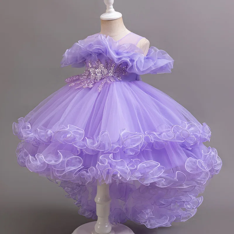 Children's trailing dress fluffy dress soft gauze princess dress girls' dress