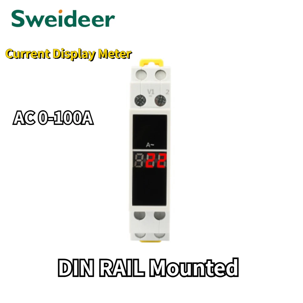 

AC Meter SNA-1P Single Phase Guide Rail Current ampere LED Red display for electrical power energy tester 0-100A Detector