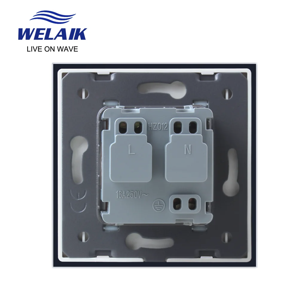 WELAIK EU 16A European Wall Socket Glass Panel Wall Power Socket 80*80mm 220V White Black Socket 16A Socket Wall Outlet A18EW