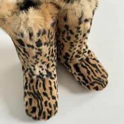 Winter Fur Shoes Women Real Rabbit Fur Boots Women Plush Warm Snow Boots Luxury Fashion Footwear Girls Furry Fur Boots