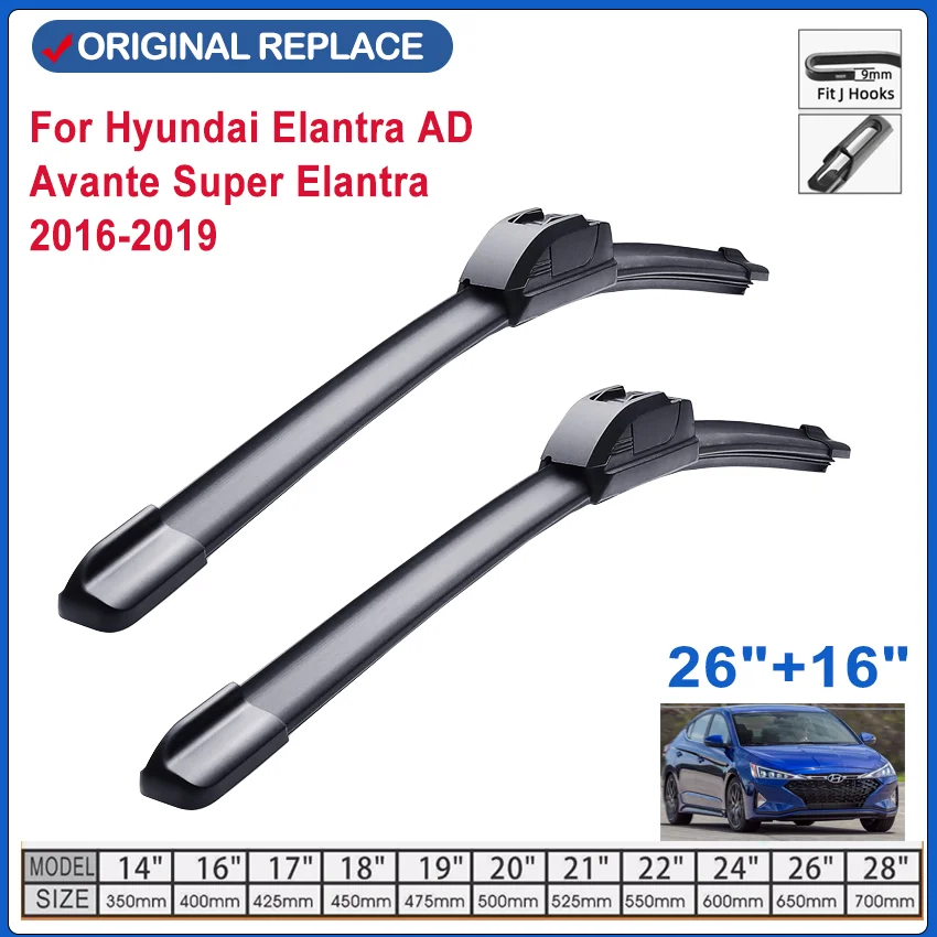 

For Hyundai Elantra AD Avante Super Elantra 2016 2019 Car Accessories Front Windscreen Wiper Blade Brushes Wipers U J Hooks