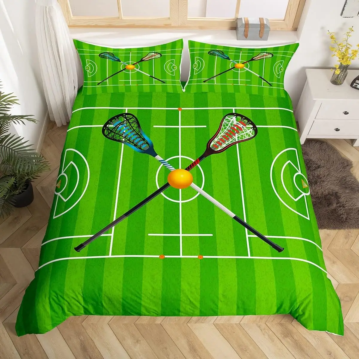 

Пододеяльник для лакросса, полный королевский лакросс, полевой зимний мяч, спортивные игры, комплект постельного белья, современный спортивный пододеяльник для соревнований