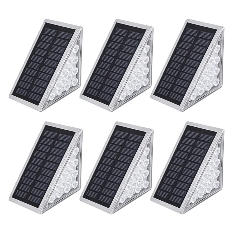 

6 PCS Solar Step Lights IP67 Outdoor Waterproof Stairs Lighting Security Wall Lamp Warm White For Garden Christmas Dec