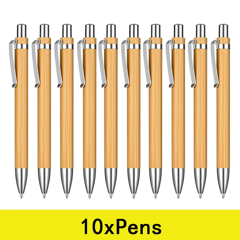 

10Pcs Bamboo Ballpoint Pen Black Ink 1 mm Pens for Writing Office Wooden Bamboo Ballpoint Pen for Journal School Supplies