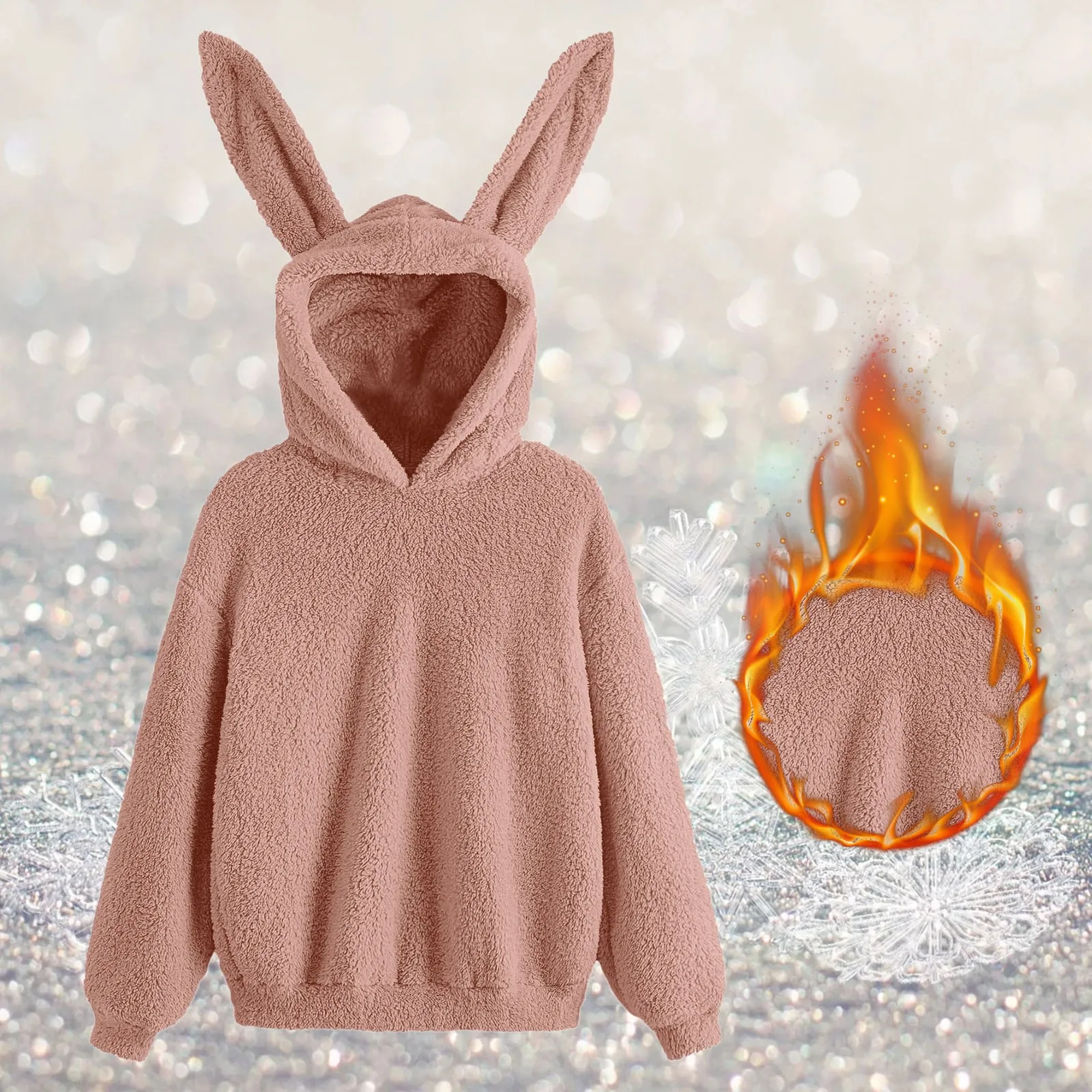 

Autumn Winter Women Hoodies Kawaii Rabbit Ears Fashion Hoody Casual Colors Solid Color Warm Sweatshirt Hoodies For Women y2k top