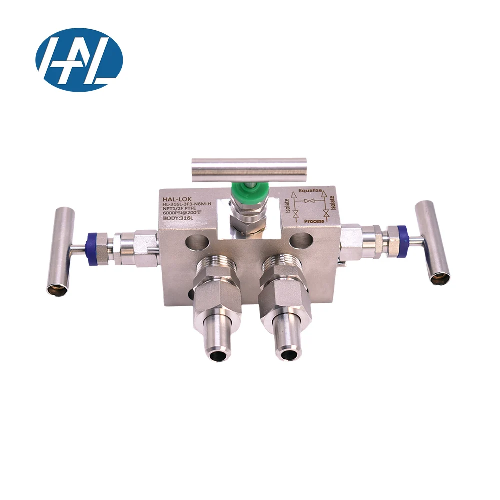 Collecteur à trois vannes à montage Direct avec Structure de commande de vanne à aiguille à bride haute pression pour Instrument haute pression à gaz