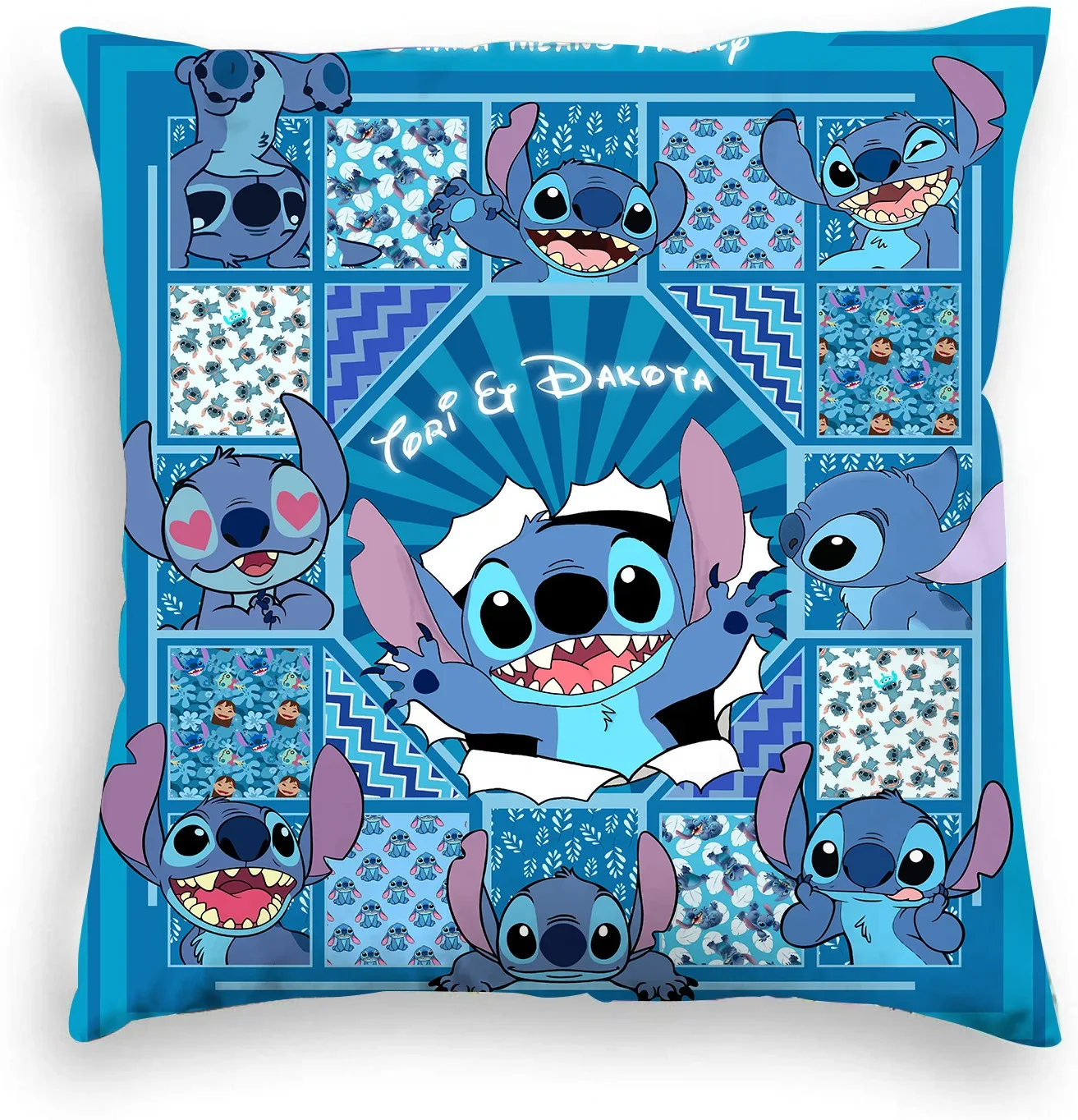 45x45cm ścieg Disney poszewka na poduszkę pluszowa zabawka poszewka na poduszkę Anime Stich Lilo & Stitch Kawaii poszewki na poduszki prezent do