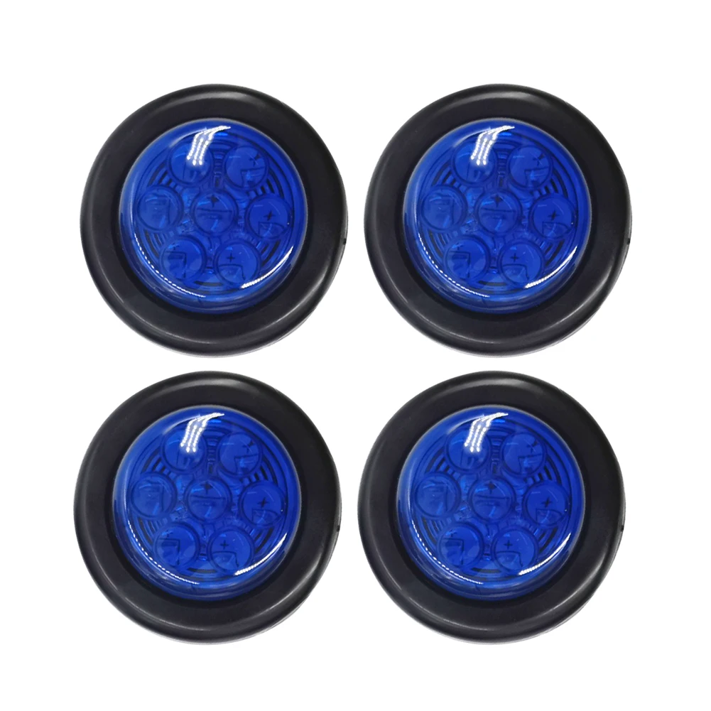 4 pz blu 2 pollici rotondo camion rimorchio indicatore laterale lampada luce posteriore di ingombro 12V 7-LED universale per RV Ute UTV barca Caravan