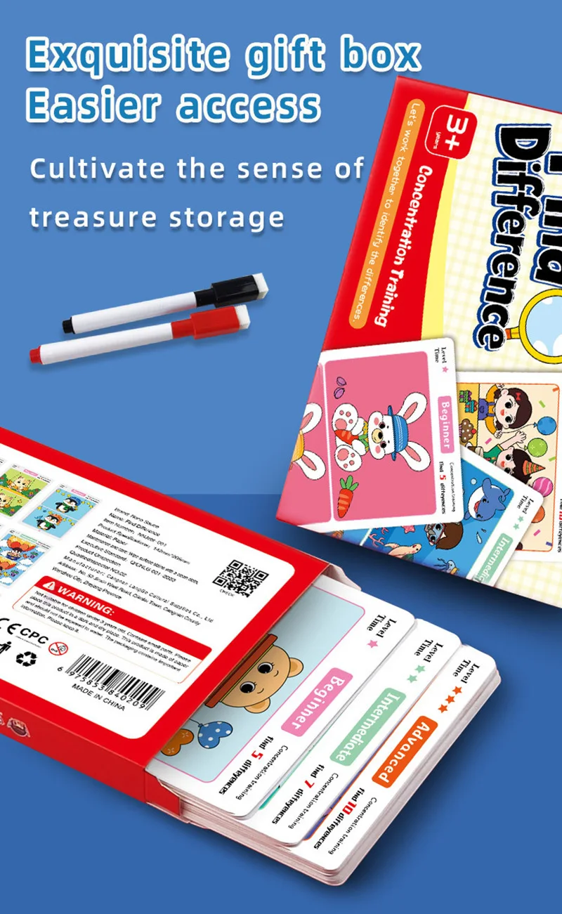 Edukacyjna gra na wykrywanie usterek: wielorazowe papierki do ścierania do treningu koncentracji i uwagi ﻿ Edukacja wczesnoszkolna i oświecenie