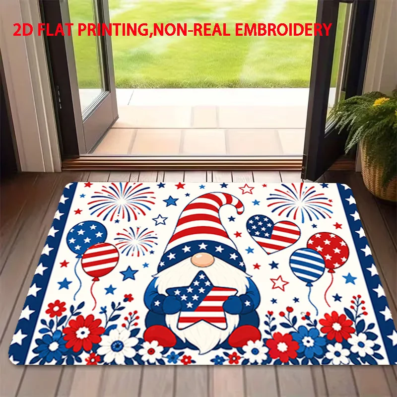Gnome Truck Christmas Patchwork Doormat Snowman Bell Hello Winter Print Rug Indoor Entryway Mat for Holiday House Porch Styling