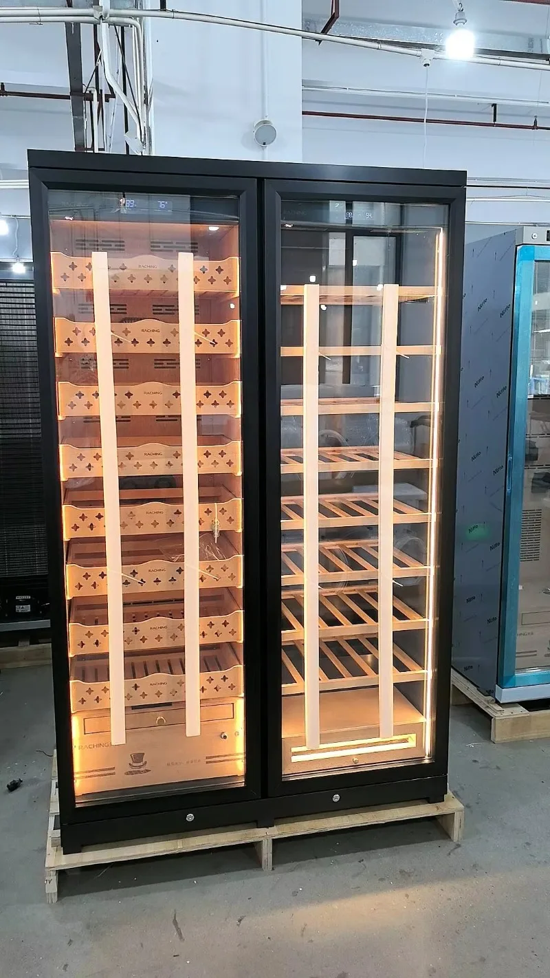 Leather Electric Power Source Cigar Humidor Cabinet Temperature and Humidity Regulation for Household Use