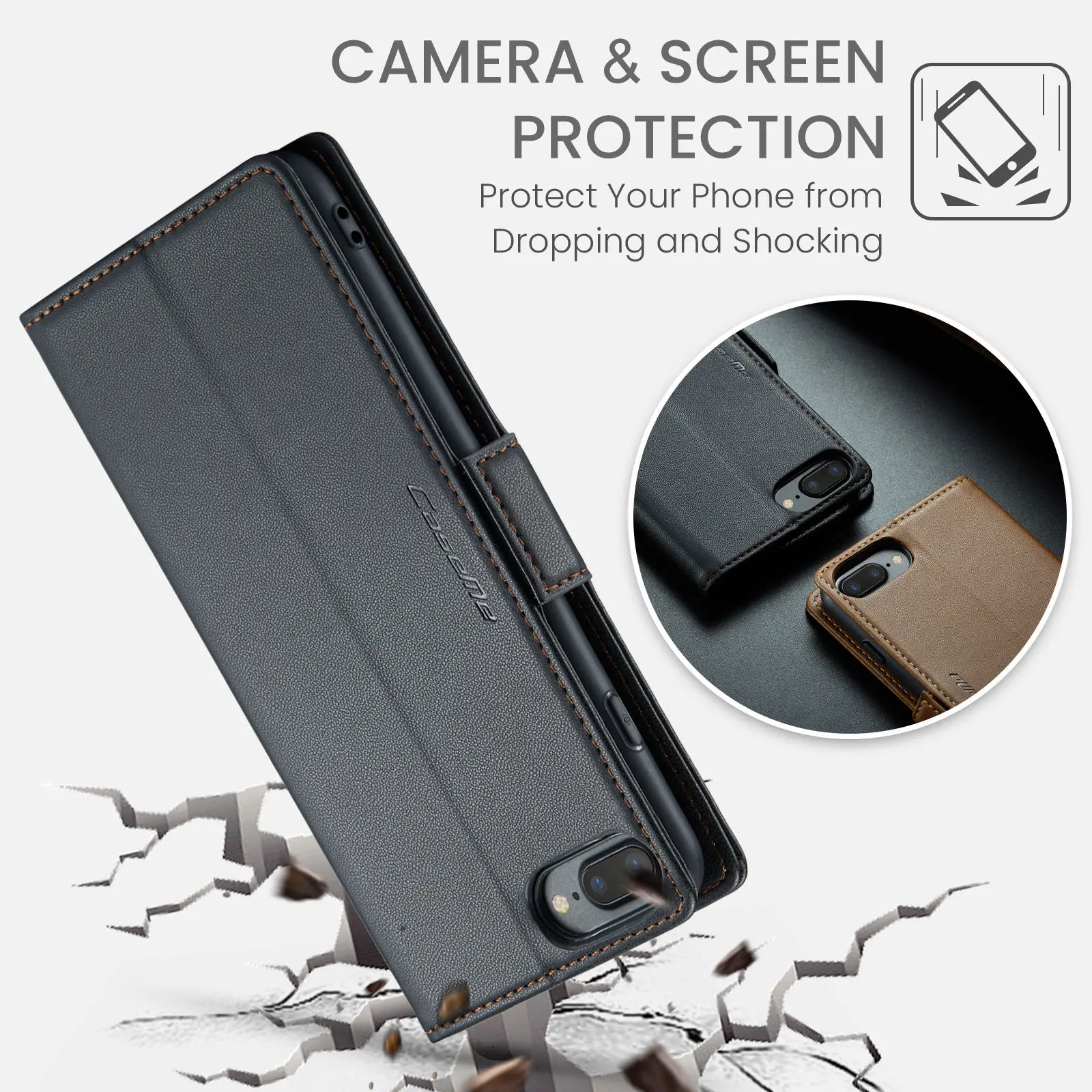 CaseMe Wallet Case for iPhone XS Max XR 8/7/6 Plus SE 2022 Magnetic Credit Card Holder Premium PU Leather Flip Case Cover