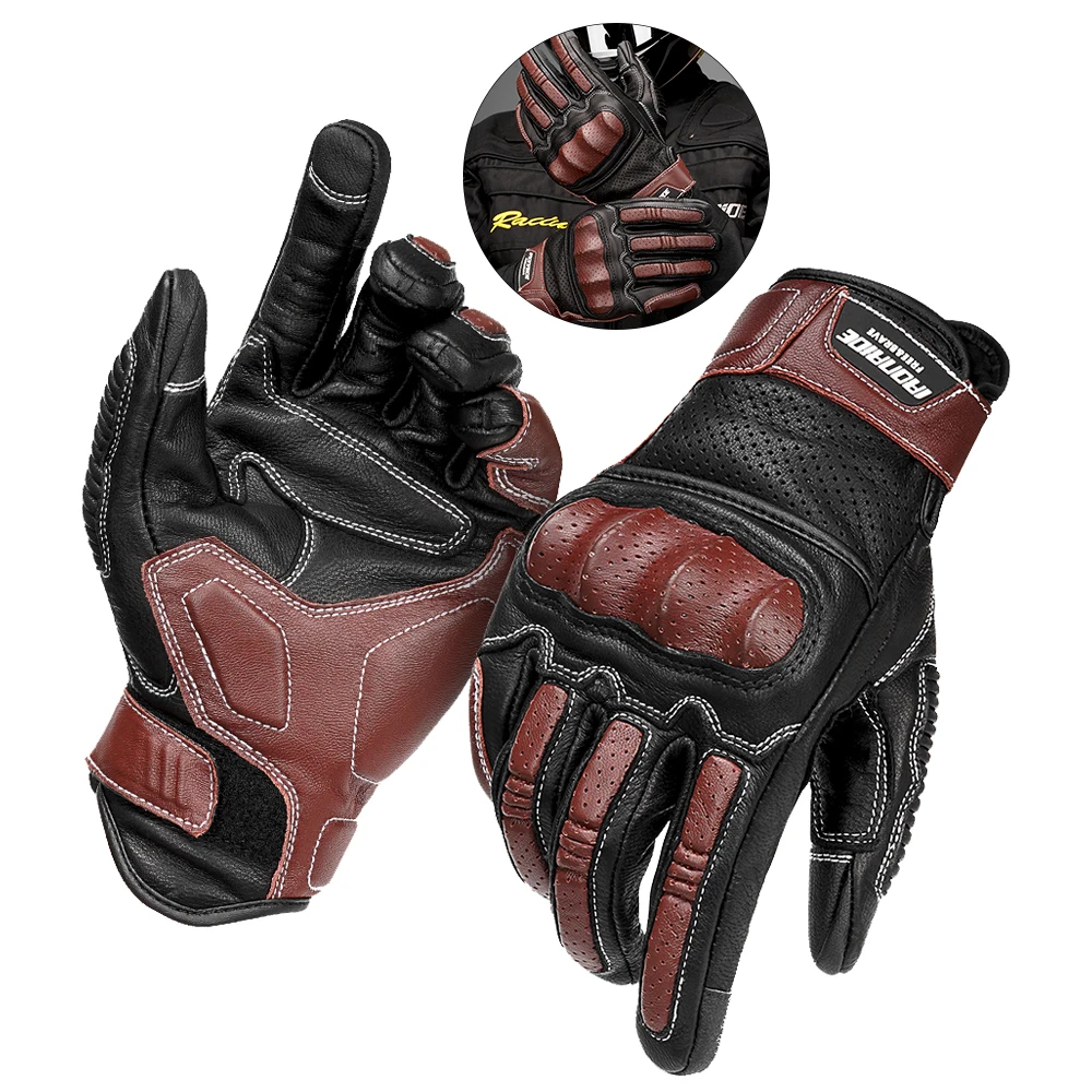

Motorcycle Gloves Anti Drop Breathable Off-road Motorcycle Gloves Retro Leather Gloves Touch Screen Anti Slip Riding Gloves