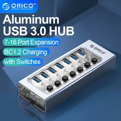 ORICO Usb Hub 5Gbps Usb 3.0 HUB with QC Fast Charger 7 Port Usb Extender Adapter for Computer Accessories ORICO Official Store