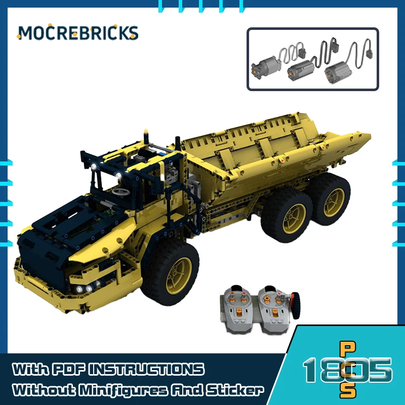 MOC Urban Advanced Building Blocks Custom RC Dump Truck Model Engineering Vehicle DIY Technology Children's Bricks Toys Kits