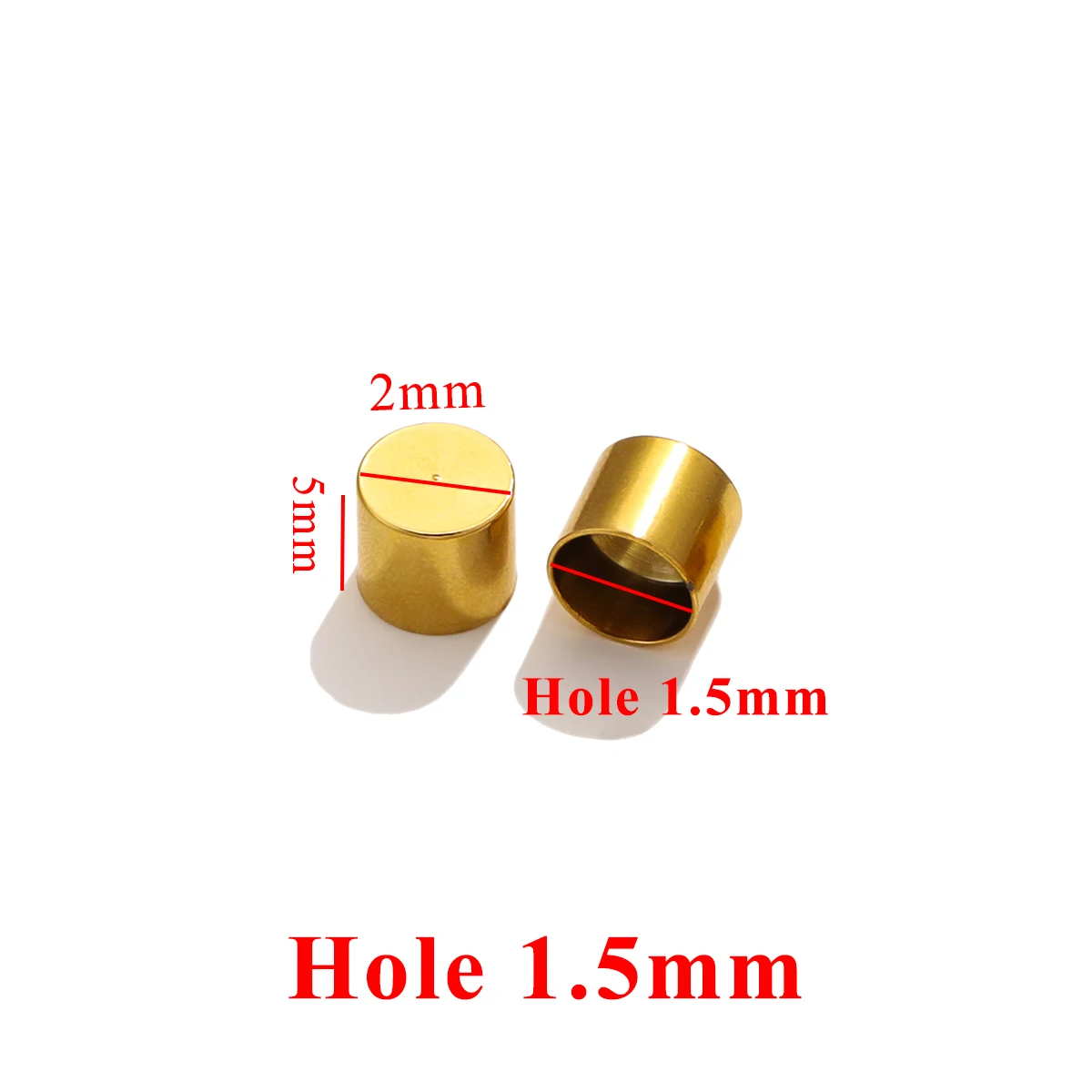 10 Stück Edelstahl-Zylinder-Lederbandverschluss, goldfarbene Crimp-Spitzen-Endkappen für Halskette, Armband, Verbinder, Schmuckherstellung