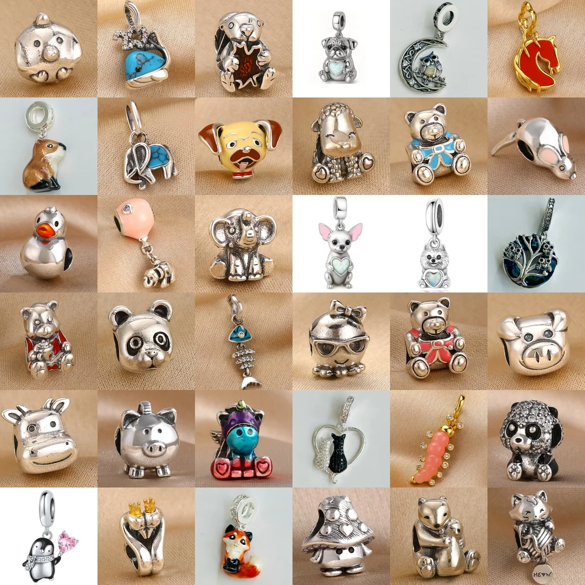 

2026 Authentic 925 Sterling Silver Animal Fox Panda Bear Cat Capybara Pendant Charm Bead Fit Bracelets Necklace Women DIY Gift