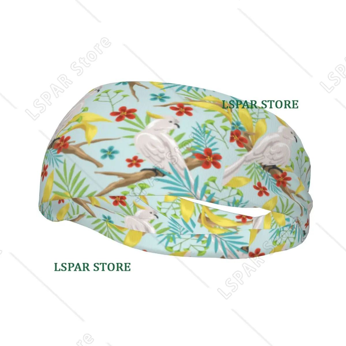 

Headband Sports Yoga Fitness Stretch Sweatband Hair Band Elasticity Headband Tropical Leaves Parrots
