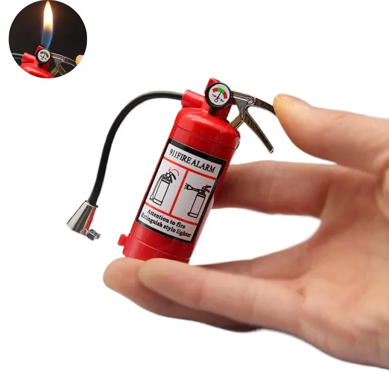 New Fire Extinguisher Torch Lighter Metal Flash Light Free Fire Butane Gas Pipe Lighter Unusual Inflated Cigar Cigarette Lighter