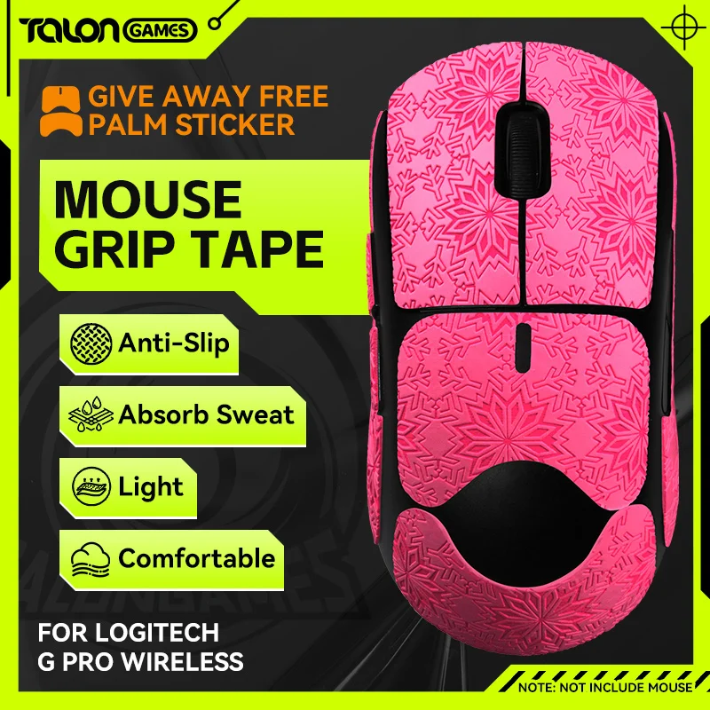 

Pink TALONGAMES Mouse Grip Tape SnowPattern For Logitech GPRO Wireless /GPW,Palm Sweat Absorption,All Inclusive Anti-Slip Tape